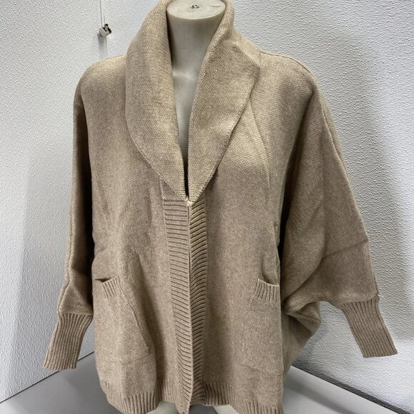 Saachi Women’s Open Front Oversized Cardigan Sweater – Beige – One Size - Picture 1 of 14